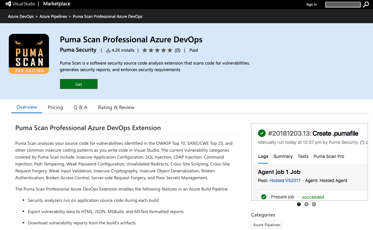 Puma Scan Azure DevOps Extension