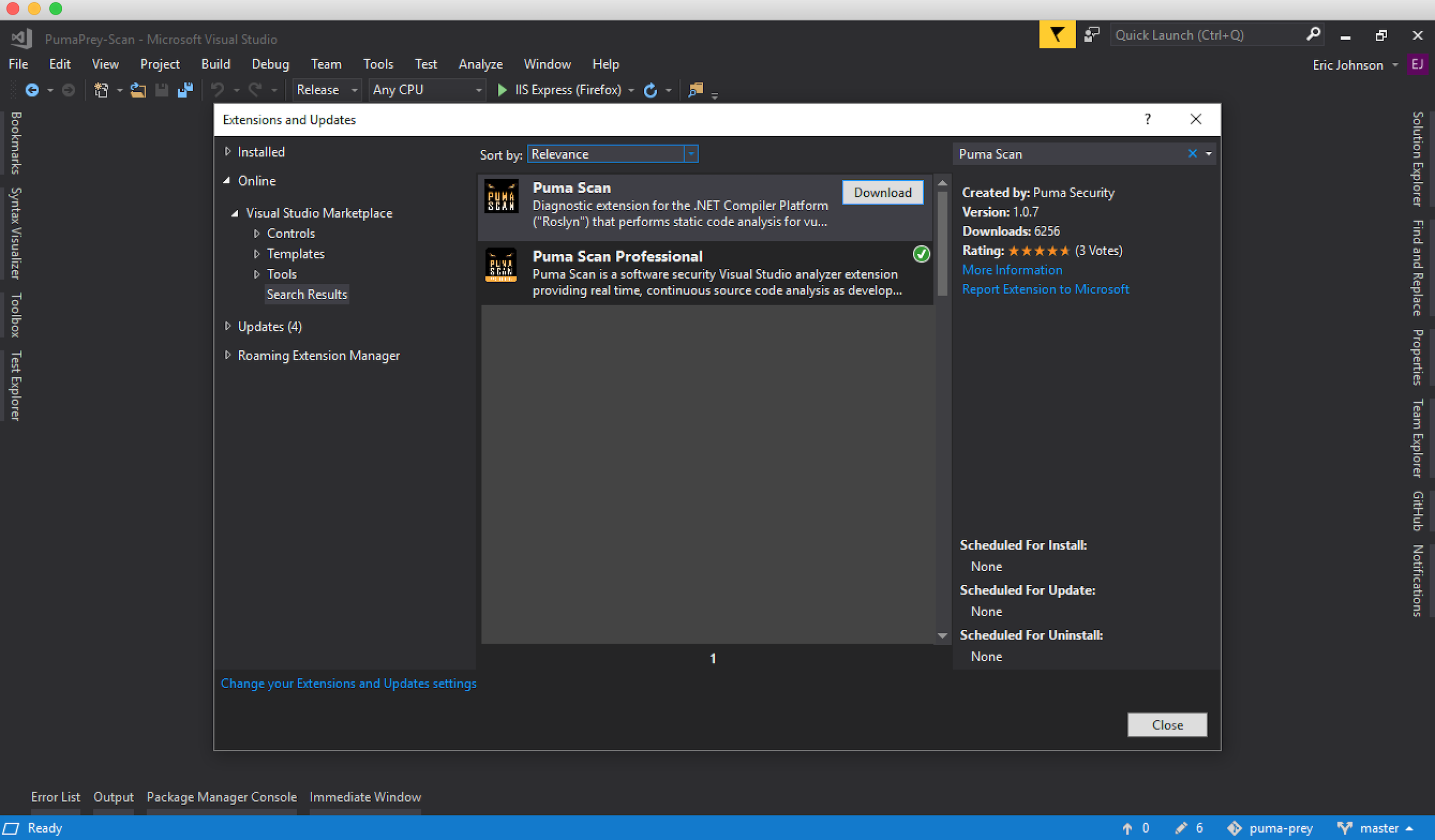 Install Puma Scan Community or End User Edition