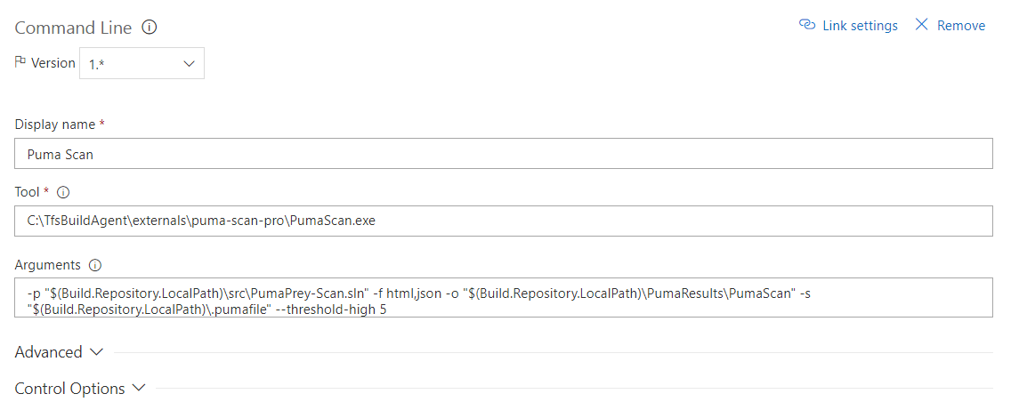 Command Line Build Task Configuration